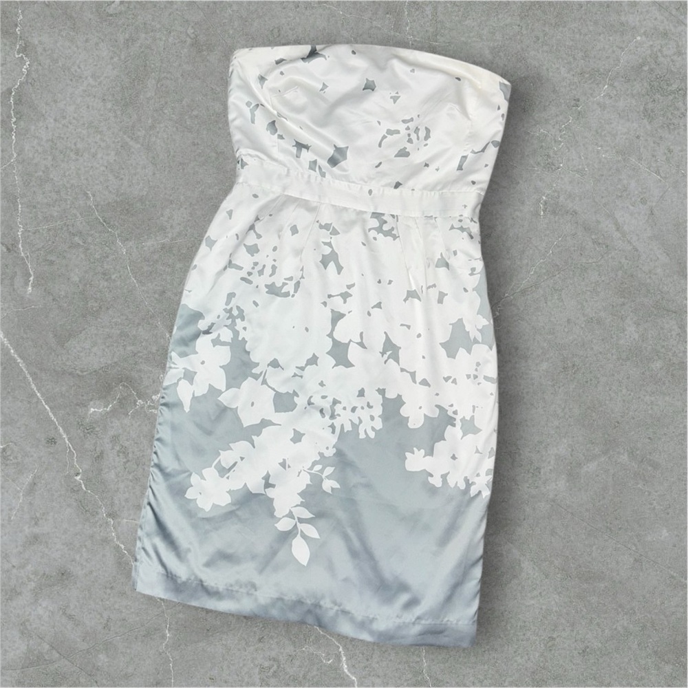 Elegant White and Gray Floral Dress